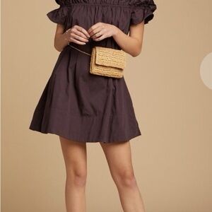 Free People Purple Ruffled Smocked Mini Dress